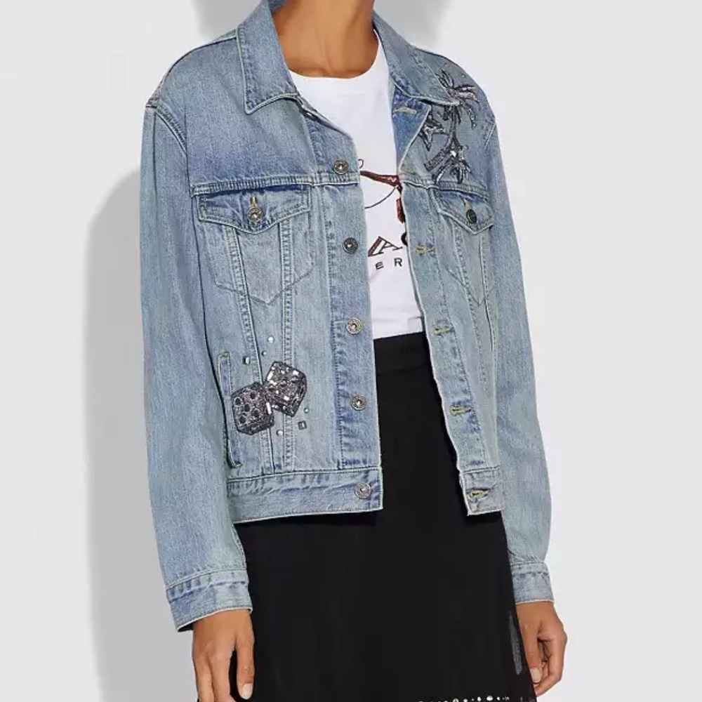 Authentic Coach Rexy Bling Denim jacket in size 0